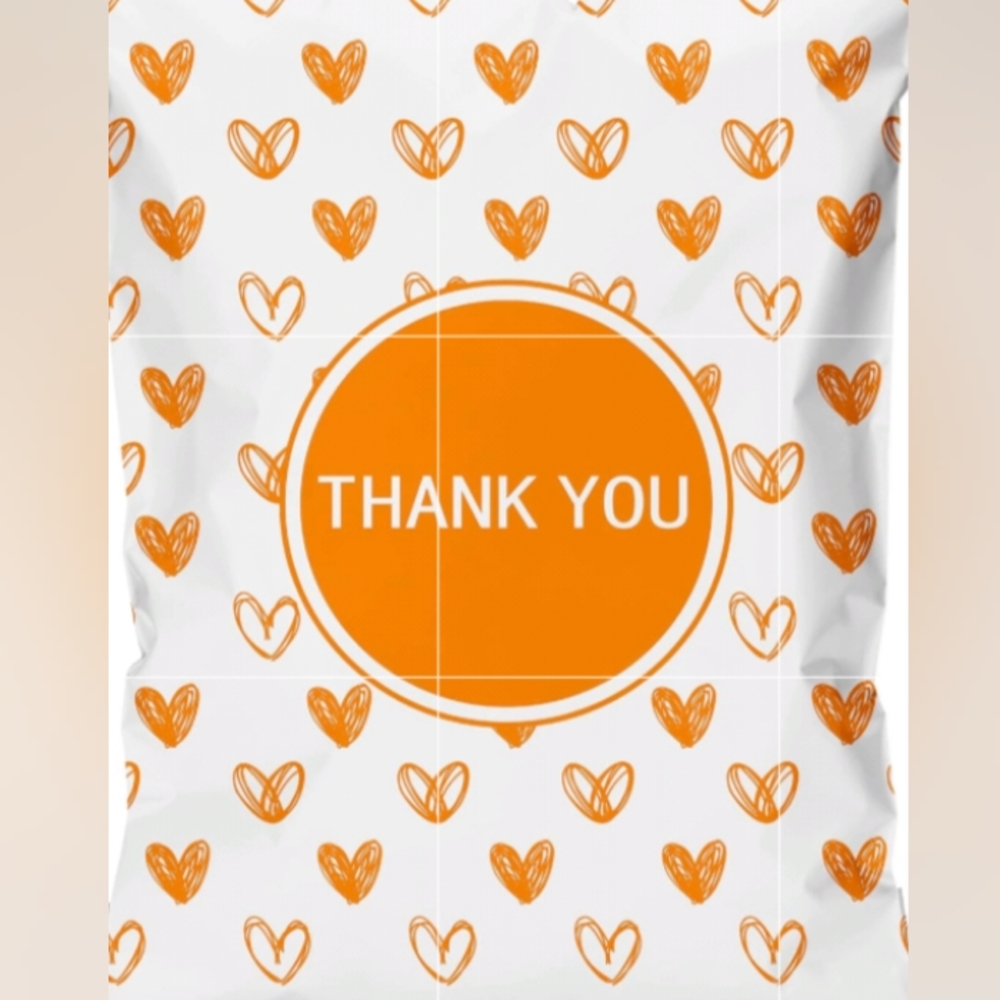 20 Heart Print Thank You Design Poly Mailers